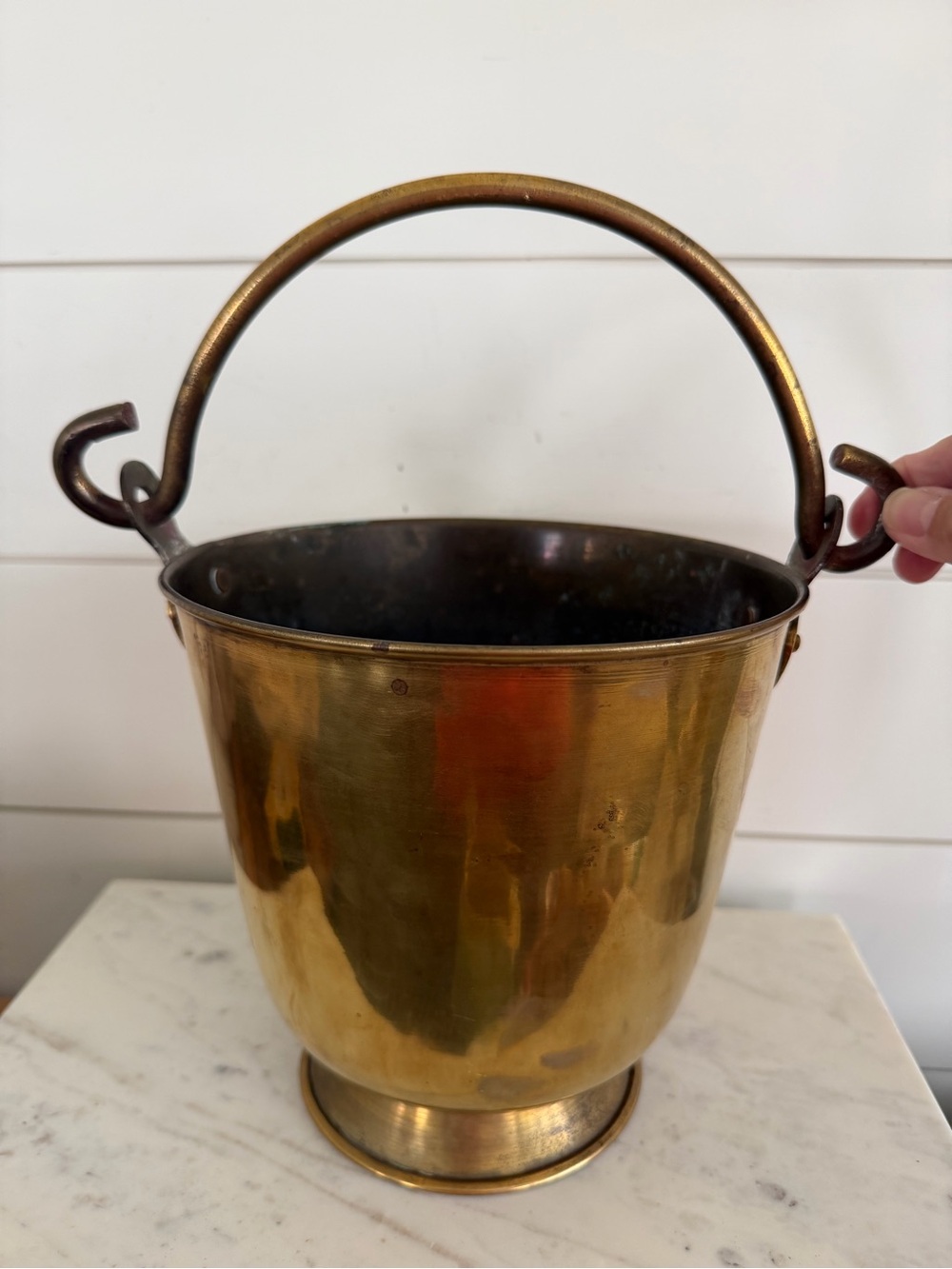 Vintage Brass Bucket with Handle 7”